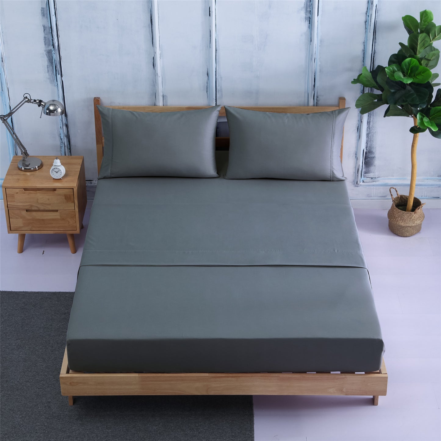 Soft Breathable Cotton Solid Color Bed Sheets