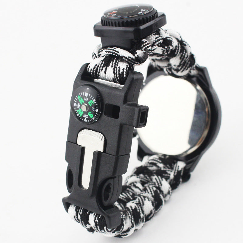 Survival Watch Camping Outdoor Medical Multi-functional Compass Thermometer Rescue Paracord Wristband Equipment Tools kit