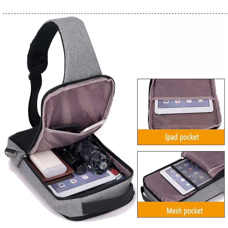 USB Charging Sport Sling Anti-Theft Shoulder Bag