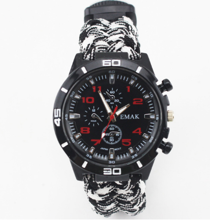 Survival Watch Camping Outdoor Medical Multi-functional Compass Thermometer Rescue Paracord Wristband Equipment Tools kit