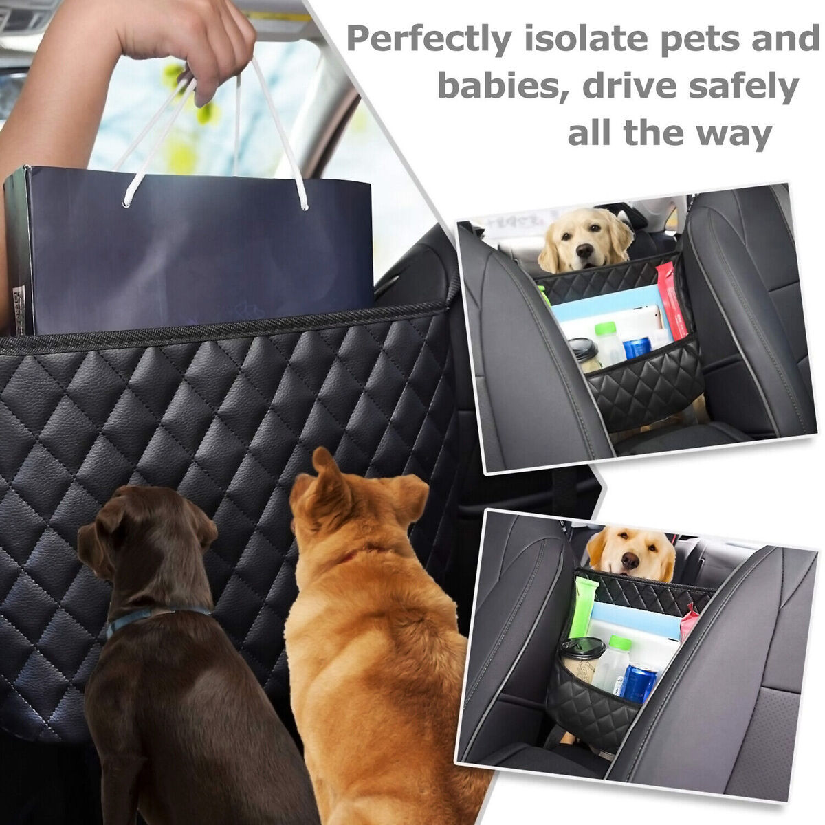 Car Net Pocket Handbag Holder, Seat Organizer PU Leather Pocket, Large Capacity Storage Bag For Purse Purse Holder For Car Between Seats, Car Back Leather Back Organizer Mesh Large Capacity Bag