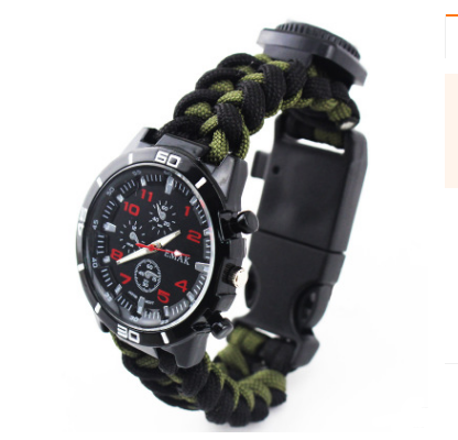 Survival Watch Camping Outdoor Medical Multi-functional Compass Thermometer Rescue Paracord Wristband Equipment Tools kit