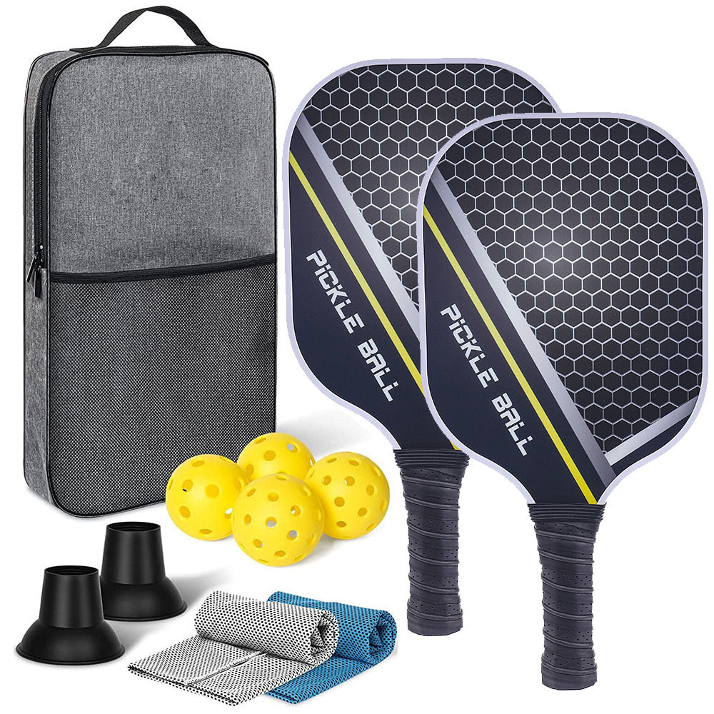 Carbon Fiber Pickleball Set with Two Paddles Suction Carrying Case Balls