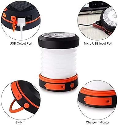 Rechargeable Solar Led Camping Lantern Light USB Power Bank