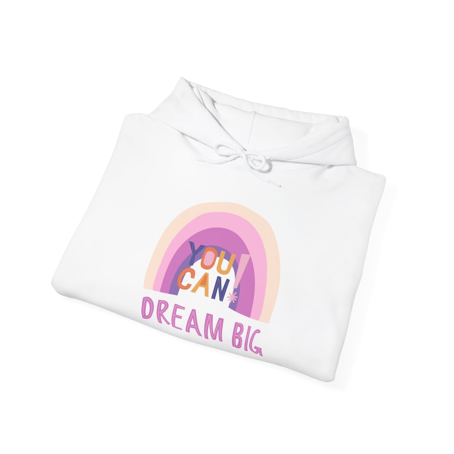 Dream Big Heavy Blend Hooded Sweatshirt - Cozy Unisex Hoodie, Soft Cotton-Polyester Fabric, Kangaroo Pocket, Color-Matched Drawstring, Ethically Made