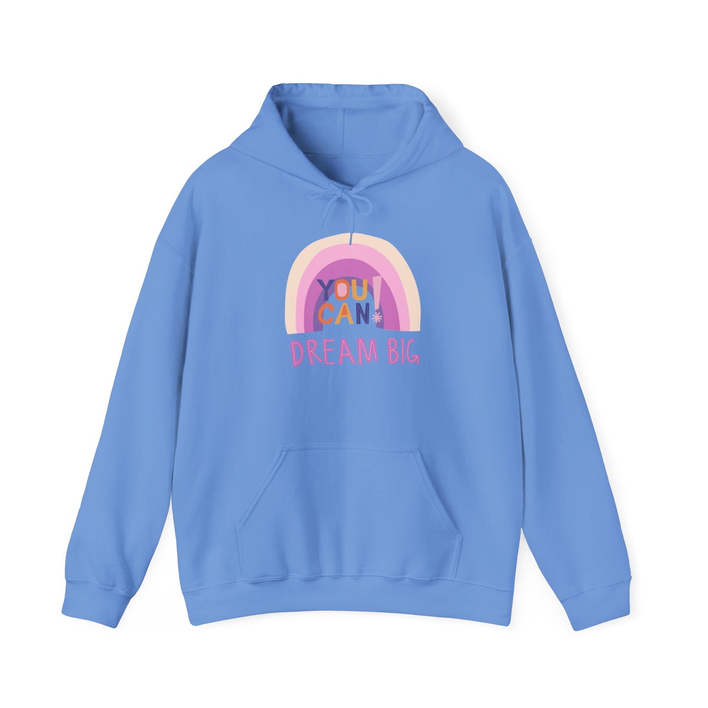 Dream Big Heavy Blend Hooded Sweatshirt - Cozy Unisex Hoodie, Soft Cotton-Polyester Fabric, Kangaroo Pocket, Color-Matched Drawstring, Ethically Made