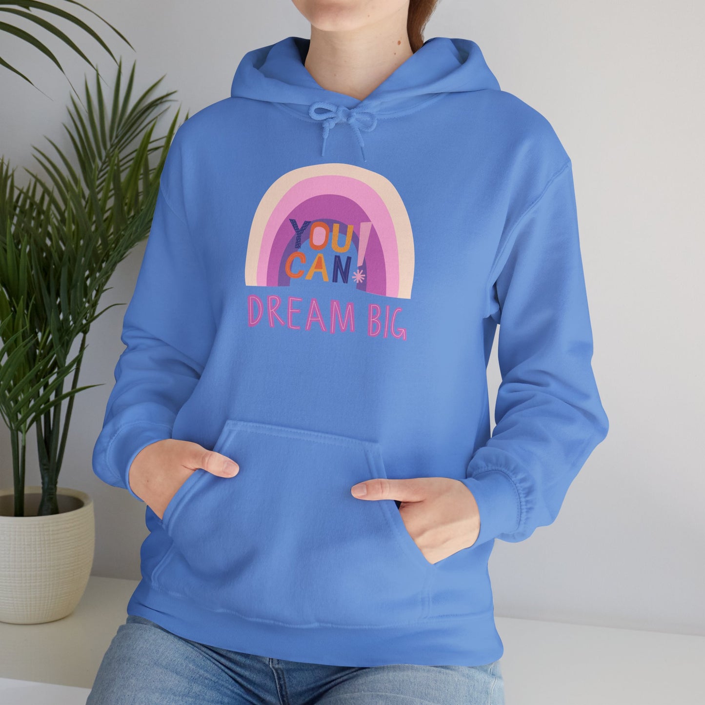 Dream Big Heavy Blend Hooded Sweatshirt - Cozy Unisex Hoodie, Soft Cotton-Polyester Fabric, Kangaroo Pocket, Color-Matched Drawstring, Ethically Made