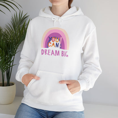 Dream Big Heavy Blend Hooded Sweatshirt - Cozy Unisex Hoodie, Soft Cotton-Polyester Fabric, Kangaroo Pocket, Color-Matched Drawstring, Ethically Made