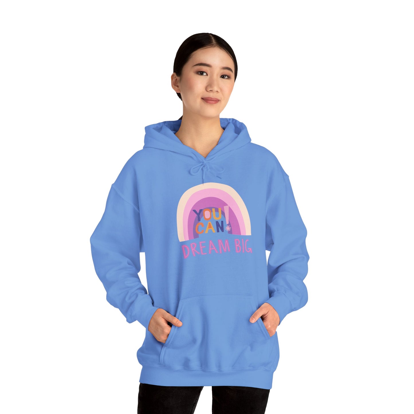 Dream Big Heavy Blend Hooded Sweatshirt - Cozy Unisex Hoodie, Soft Cotton-Polyester Fabric, Kangaroo Pocket, Color-Matched Drawstring, Ethically Made