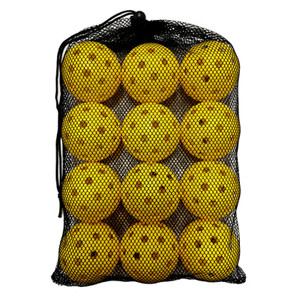 Plastic Pickleball Weifu Holed Balls Pickleball Black Net Bag 12 PC Colors yellow, orange, red, green, light blue, blue, white