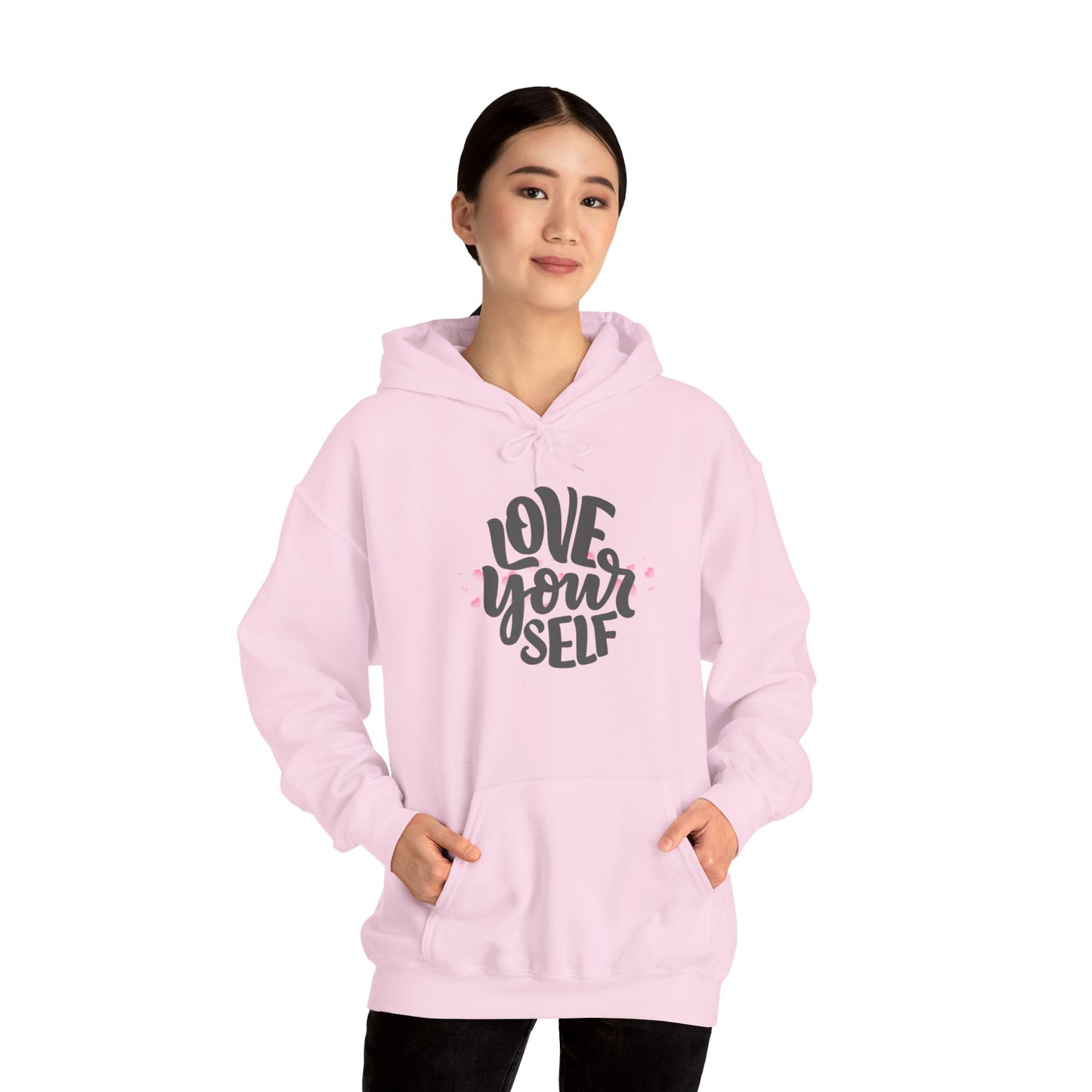 Love Yourself Heavy Blend Hooded Sweatshirt - Cozy Unisex Hoodie, Soft Cotton-Polyester Fabric, Kangaroo Pocket, Sustainable and Ethically Made