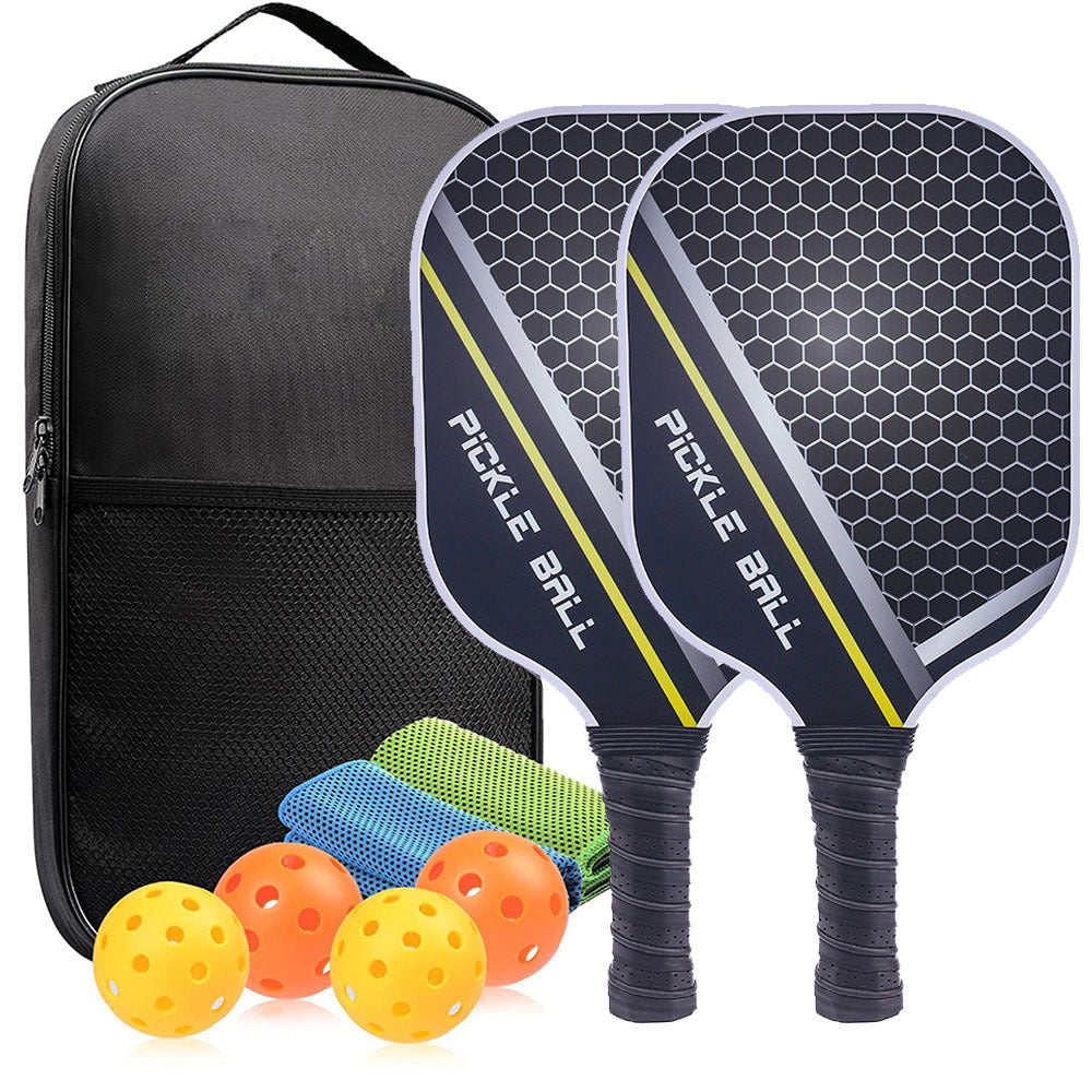 Carbon Fiber Pickleball Set with Two Paddles Suction Carrying Case Balls