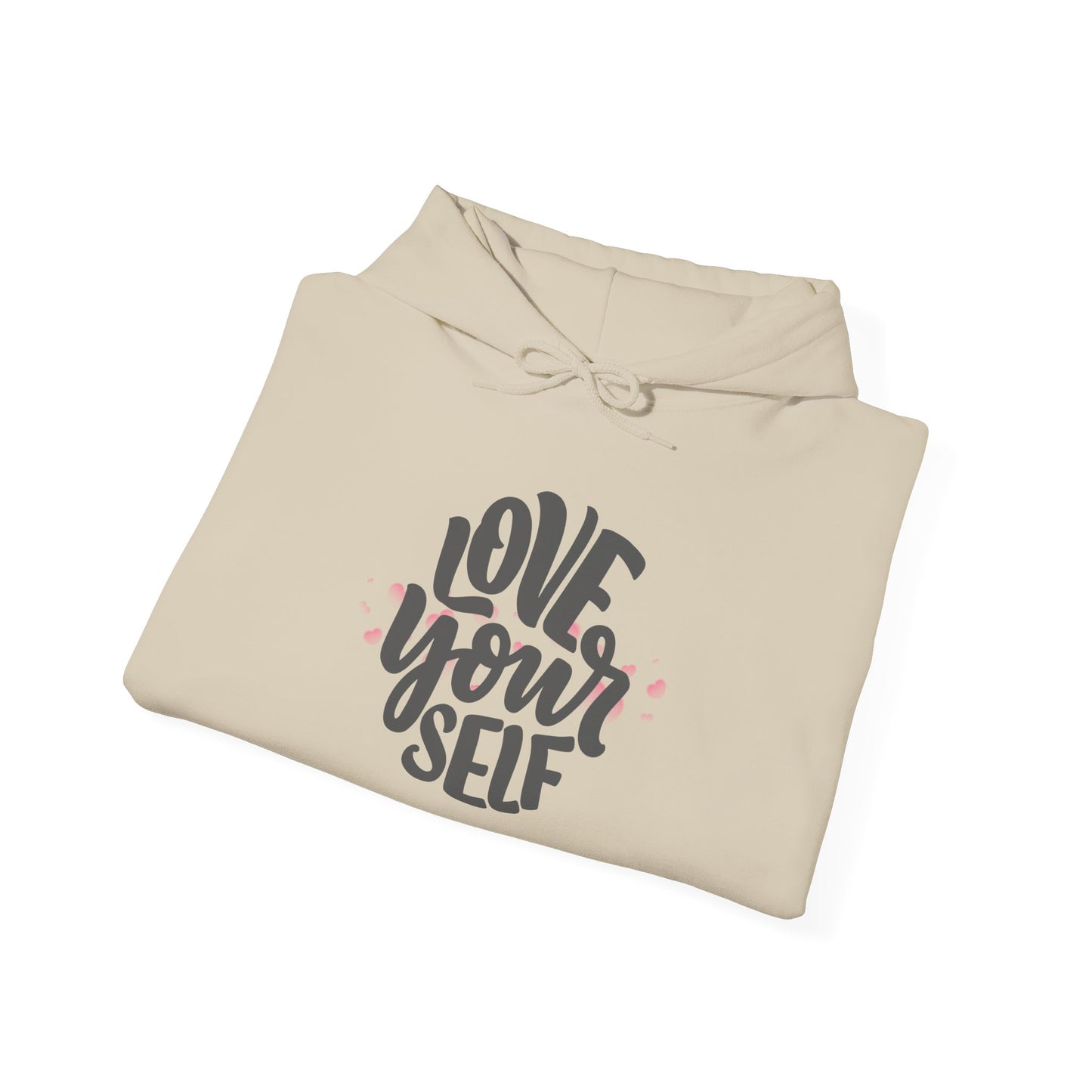 Love Yourself Heavy Blend Hooded Sweatshirt - Cozy Unisex Hoodie, Soft Cotton-Polyester Fabric, Kangaroo Pocket, Sustainable and Ethically Made