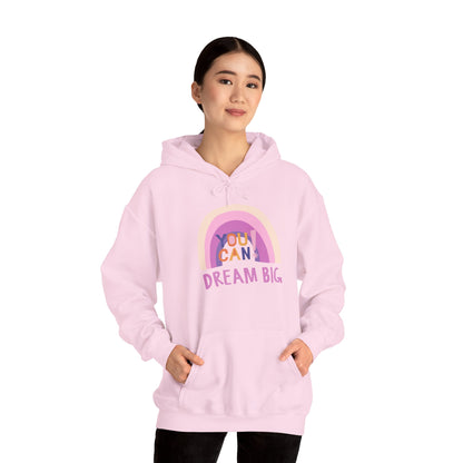 Dream Big Heavy Blend Hooded Sweatshirt - Cozy Unisex Hoodie, Soft Cotton-Polyester Fabric, Kangaroo Pocket, Color-Matched Drawstring, Ethically Made