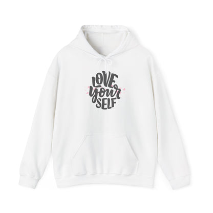 Love Yourself Heavy Blend Hooded Sweatshirt - Cozy Unisex Hoodie, Soft Cotton-Polyester Fabric, Kangaroo Pocket, Sustainable and Ethically Made