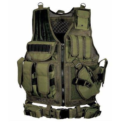 Tactical Vest for Airsoft, Paintball, and Combat – High-Density 600D Polyester, Adjustable Fit with Multiple Pockets & Modular Webbing