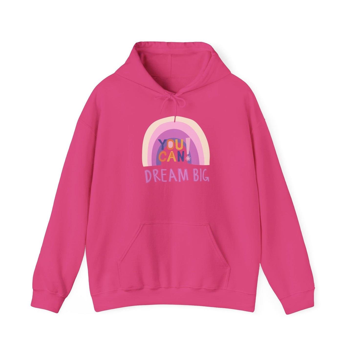 Dream Big Heavy Blend Hooded Sweatshirt - Cozy Unisex Hoodie, Soft Cotton-Polyester Fabric, Kangaroo Pocket, Color-Matched Drawstring, Ethically Made