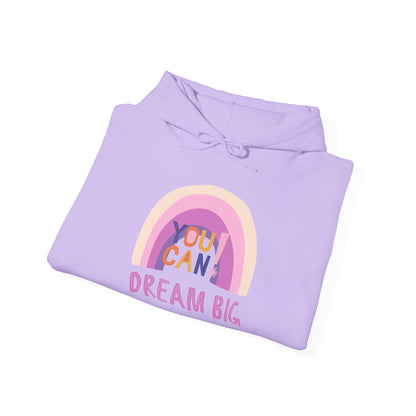 Dream Big Heavy Blend Hooded Sweatshirt - Cozy Unisex Hoodie, Soft Cotton-Polyester Fabric, Kangaroo Pocket, Color-Matched Drawstring, Ethically Made