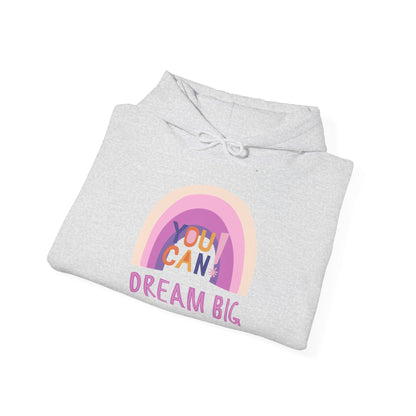 Dream Big Heavy Blend Hooded Sweatshirt - Cozy Unisex Hoodie, Soft Cotton-Polyester Fabric, Kangaroo Pocket, Color-Matched Drawstring, Ethically Made