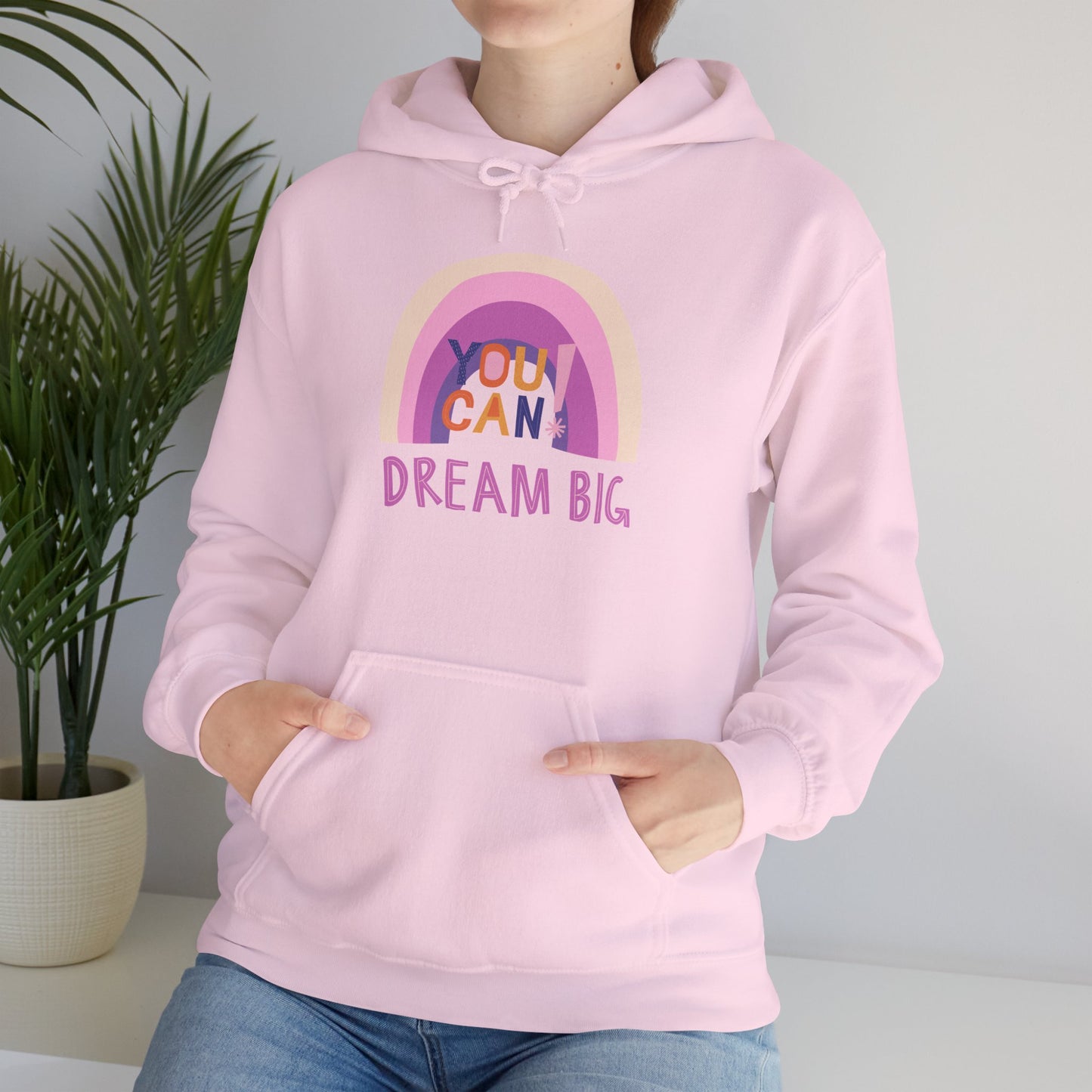 Dream Big Heavy Blend Hooded Sweatshirt - Cozy Unisex Hoodie, Soft Cotton-Polyester Fabric, Kangaroo Pocket, Color-Matched Drawstring, Ethically Made