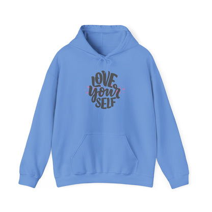 Love Yourself Heavy Blend Hooded Sweatshirt - Cozy Unisex Hoodie, Soft Cotton-Polyester Fabric, Kangaroo Pocket, Sustainable and Ethically Made