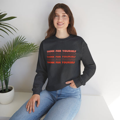 Think for Yourself Heavy Blend Hooded Sweatshirt - Cozy Unisex Hoodie, Soft Cotton-Polyester Fabric, Kangaroo Pocket, Sustainable and Ethically Made