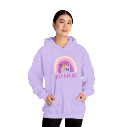 Dream Big Heavy Blend Hooded Sweatshirt - Cozy Unisex Hoodie, Soft Cotton-Polyester Fabric, Kangaroo Pocket, Color-Matched Drawstring, Ethically Made