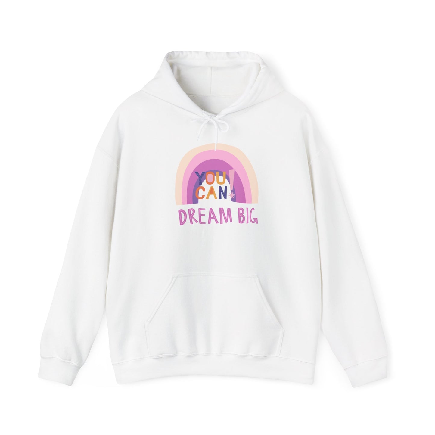 Dream Big Heavy Blend Hooded Sweatshirt - Cozy Unisex Hoodie, Soft Cotton-Polyester Fabric, Kangaroo Pocket, Color-Matched Drawstring, Ethically Made