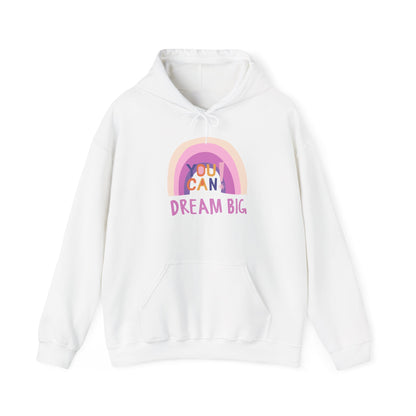 Dream Big Heavy Blend Hooded Sweatshirt - Cozy Unisex Hoodie, Soft Cotton-Polyester Fabric, Kangaroo Pocket, Color-Matched Drawstring, Ethically Made