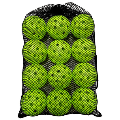 Plastic Pickleball Weifu Holed Balls Pickleball Black Net Bag 12 PC Colors yellow, orange, red, green, light blue, blue, white