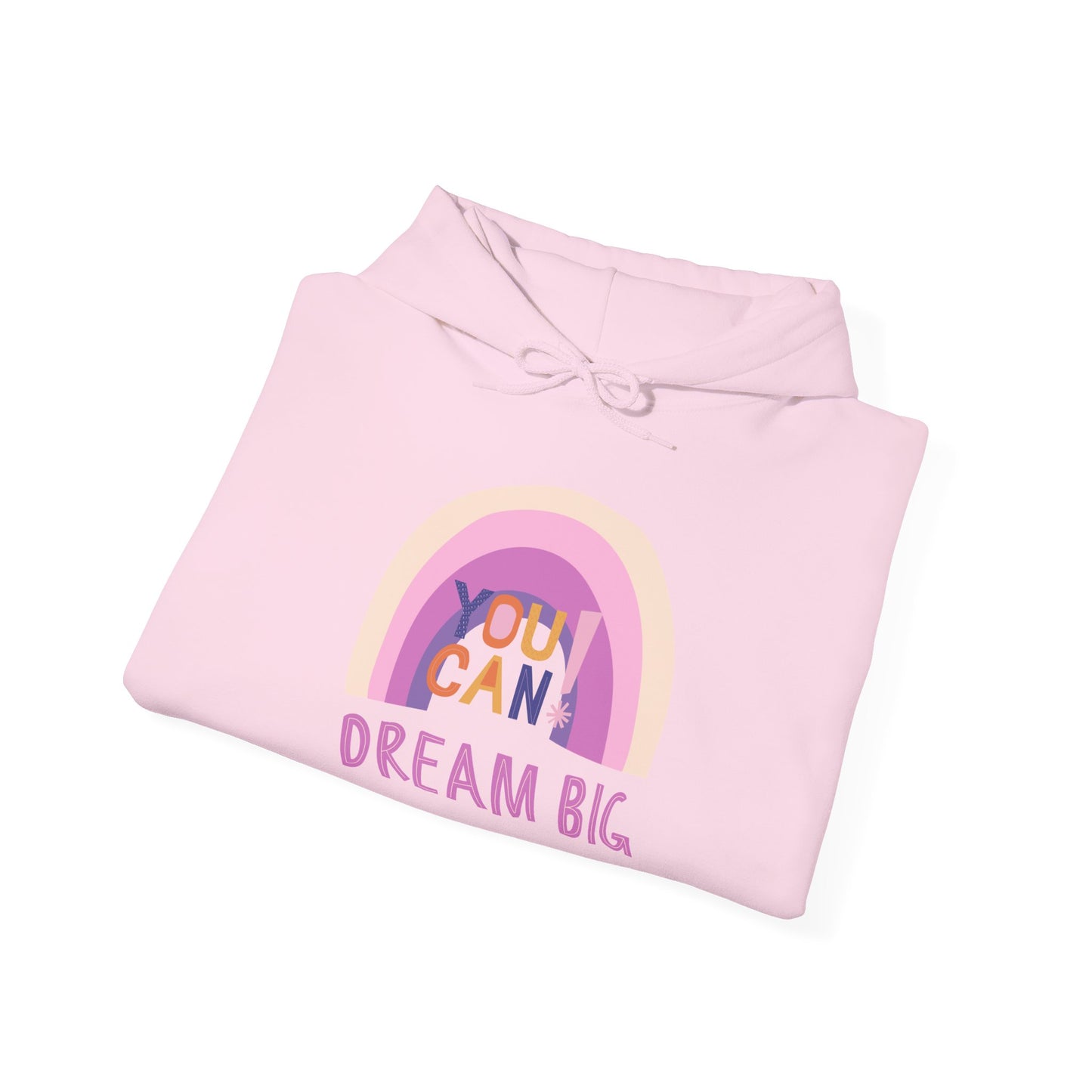 Dream Big Heavy Blend Hooded Sweatshirt - Cozy Unisex Hoodie, Soft Cotton-Polyester Fabric, Kangaroo Pocket, Color-Matched Drawstring, Ethically Made