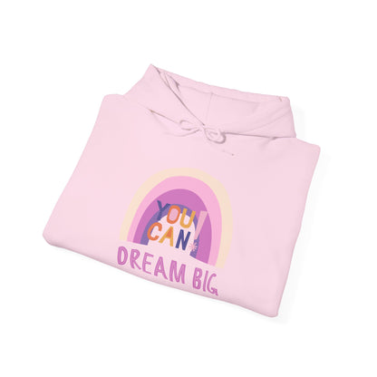 Dream Big Heavy Blend Hooded Sweatshirt - Cozy Unisex Hoodie, Soft Cotton-Polyester Fabric, Kangaroo Pocket, Color-Matched Drawstring, Ethically Made