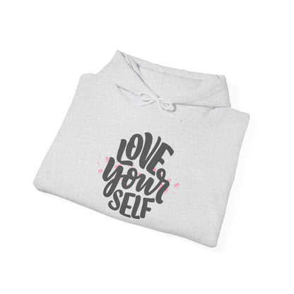 Love Yourself Heavy Blend Hooded Sweatshirt - Cozy Unisex Hoodie, Soft Cotton-Polyester Fabric, Kangaroo Pocket, Sustainable and Ethically Made