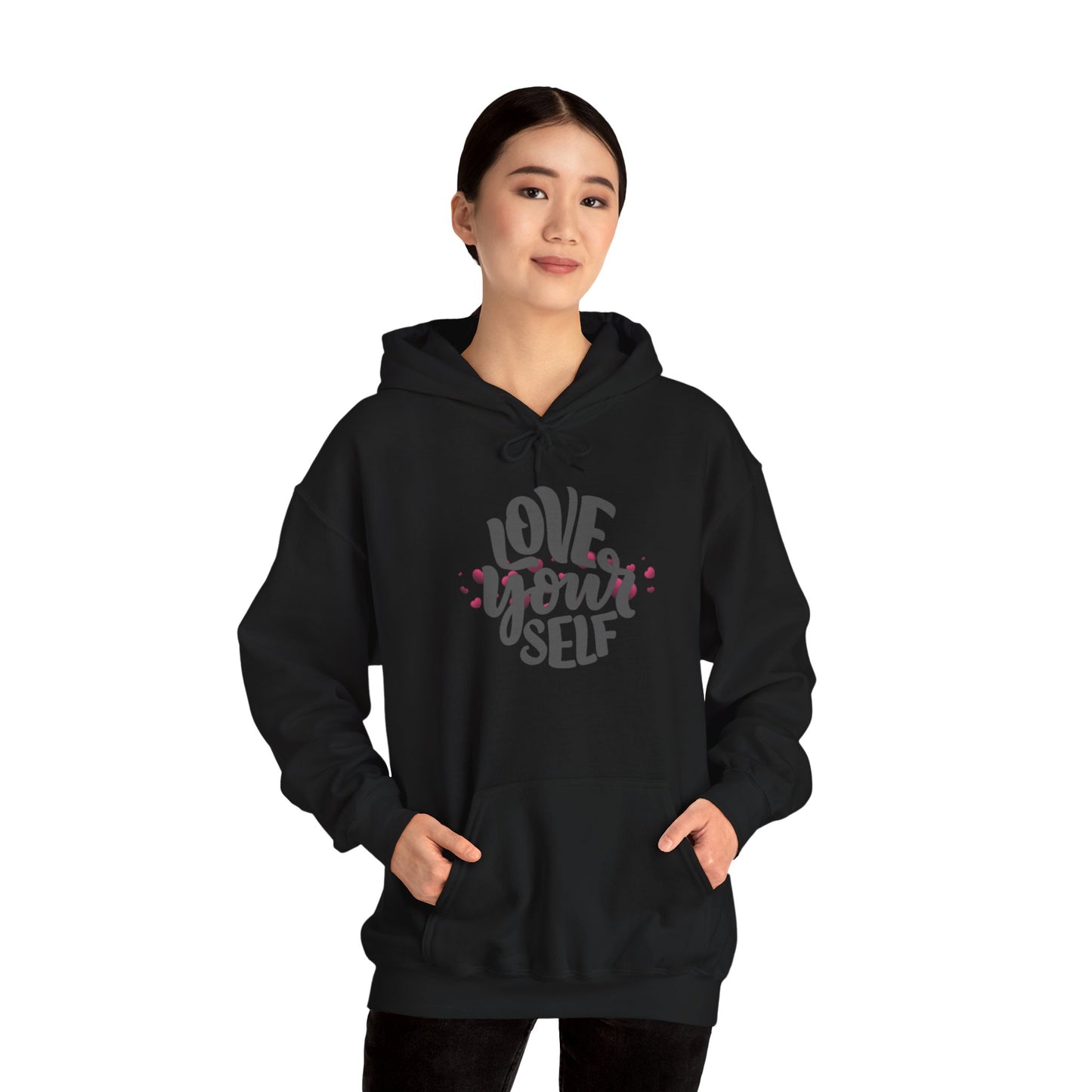 Love Yourself Heavy Blend Hooded Sweatshirt - Cozy Unisex Hoodie, Soft Cotton-Polyester Fabric, Kangaroo Pocket, Sustainable and Ethically Made