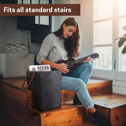 Staircase Felt Storage Basket for Stairs Carpeted Wood Clutter