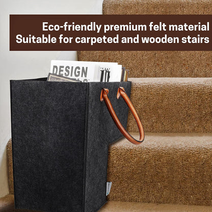 Staircase Felt Storage Basket for Stairs Carpeted Wood Clutter